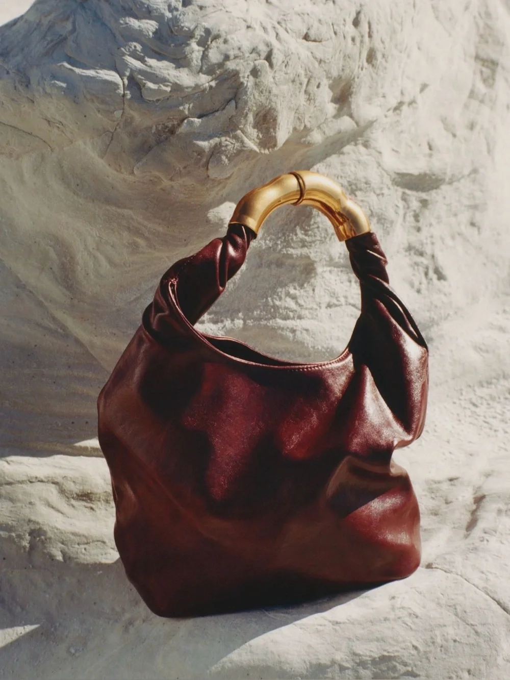 Anthropologie Vegan Leather Gilded Shoulder Bag in Wine NWT